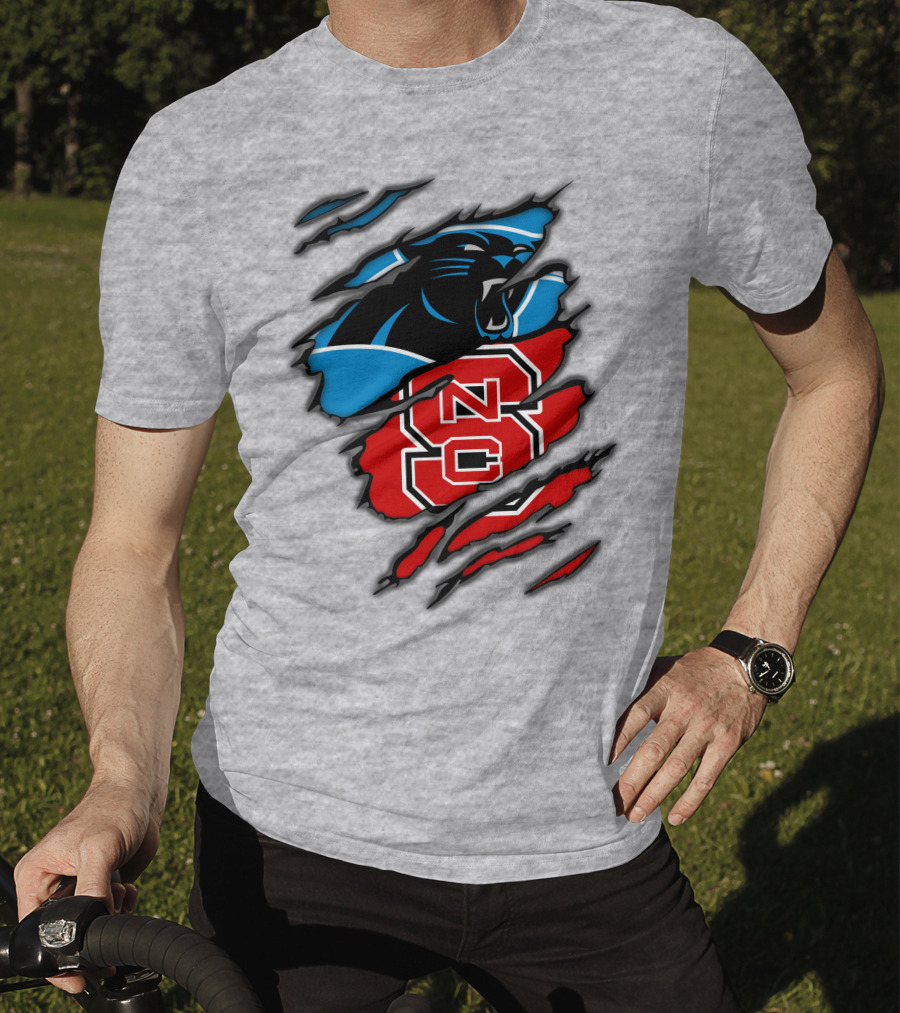 Carolina Panthers Nc State Wolfpack Claw Mark Logo Mashup T-Shirt