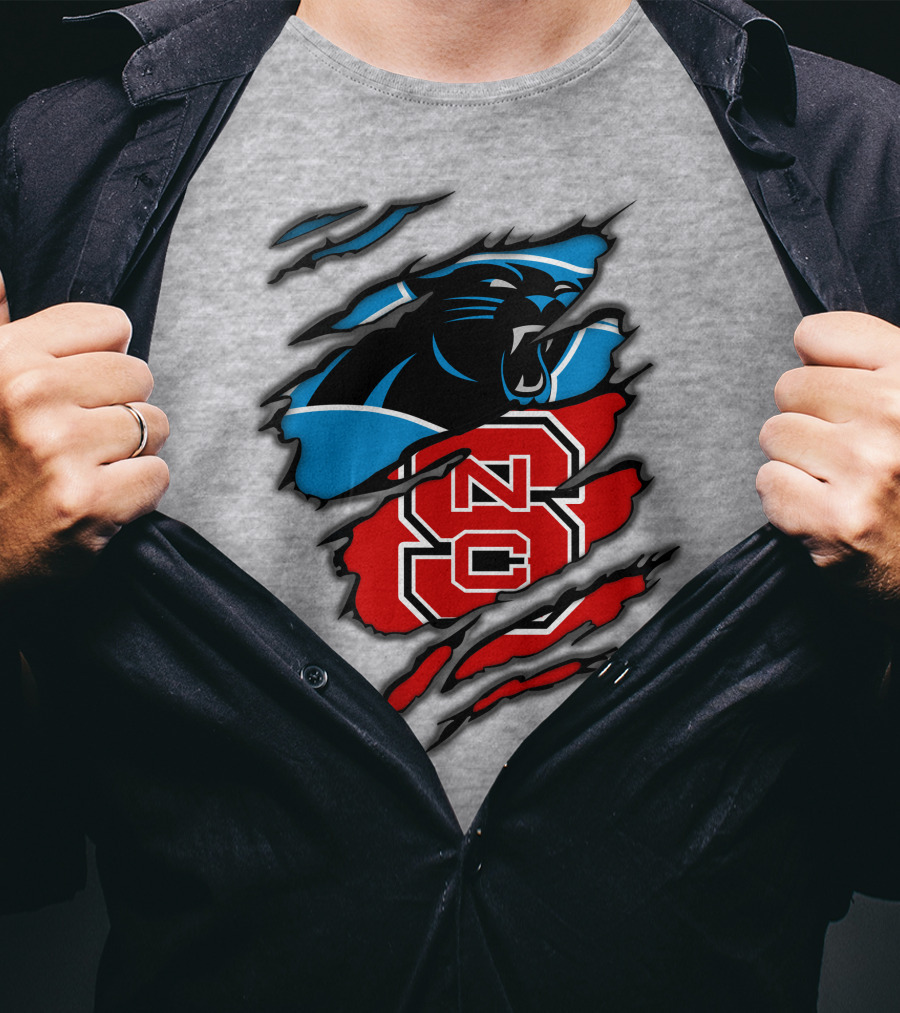 Carolina Panthers Nc State Wolfpack Claw Mark Logo Mashup T-Shirt