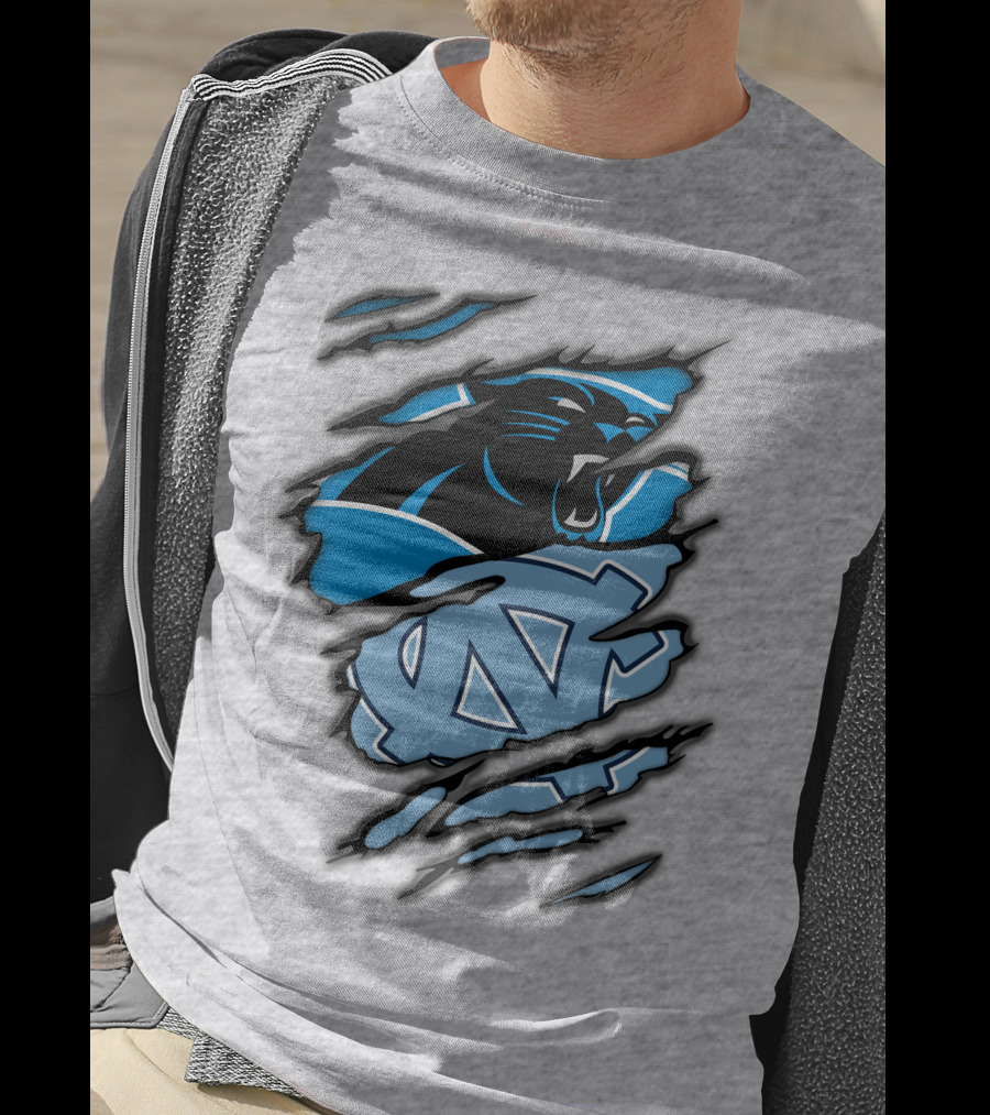 Carolina Panthers And North Carolina Tar Heels Logo Mashup T-Shirt