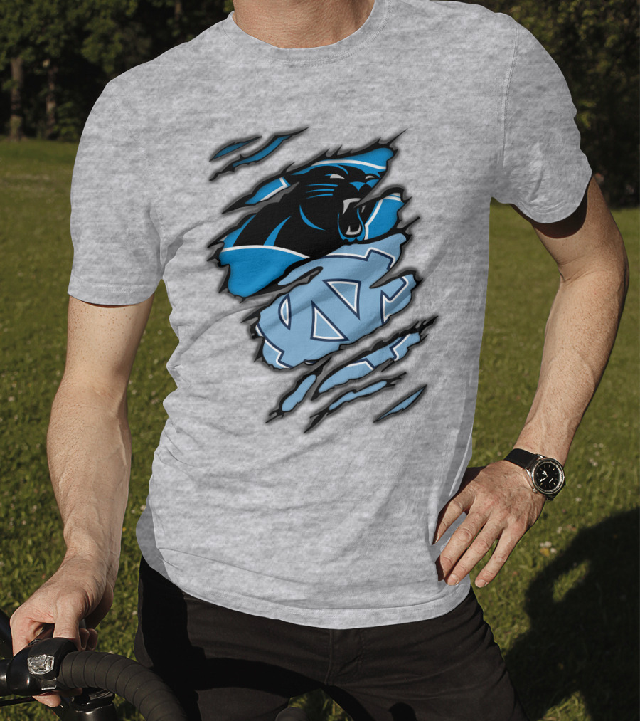 Carolina Panthers And North Carolina Tar Heels Logo Mashup T-Shirt