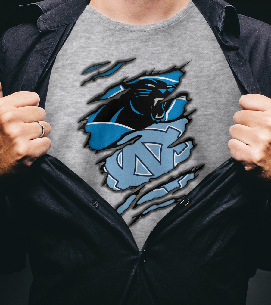 Carolina Panthers And North Carolina Tar Heels Logo Mashup T-Shirt