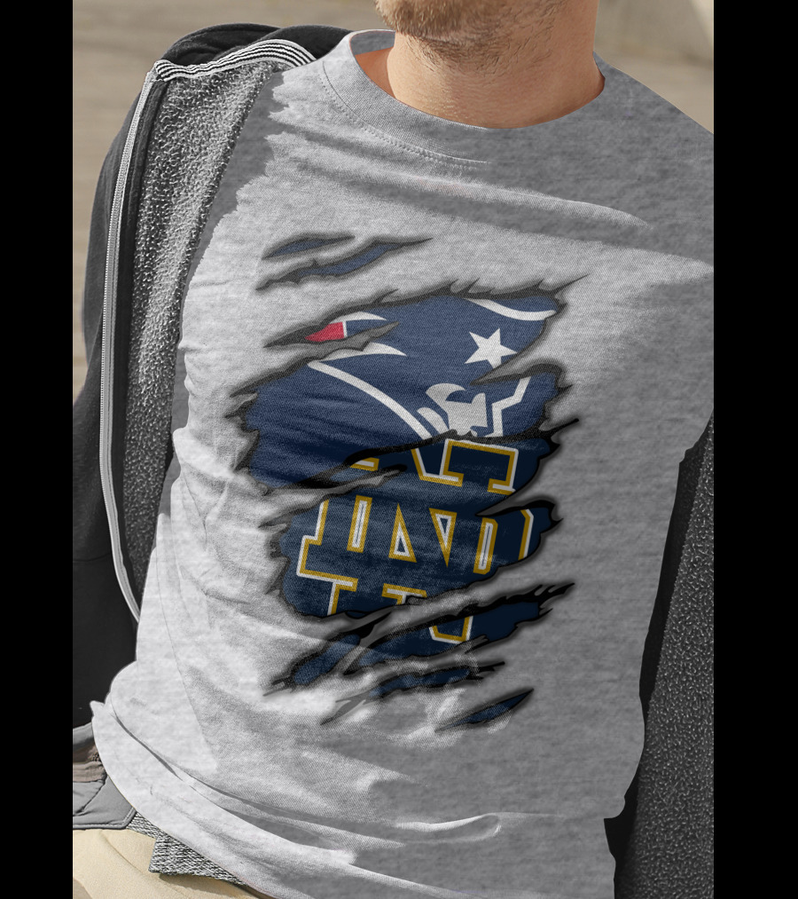 New England Patriots Notre Dame Fighting Irish Logo Mashup T-Shirt