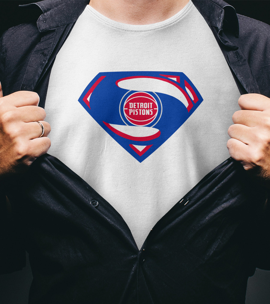 Detroit Pistons Superman Logo Combination T-Shirt