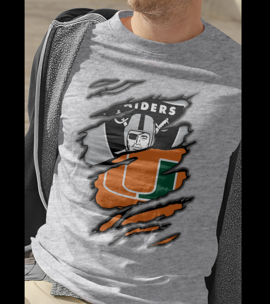 Raiders And Miami Hurricanes Split T-Shirt