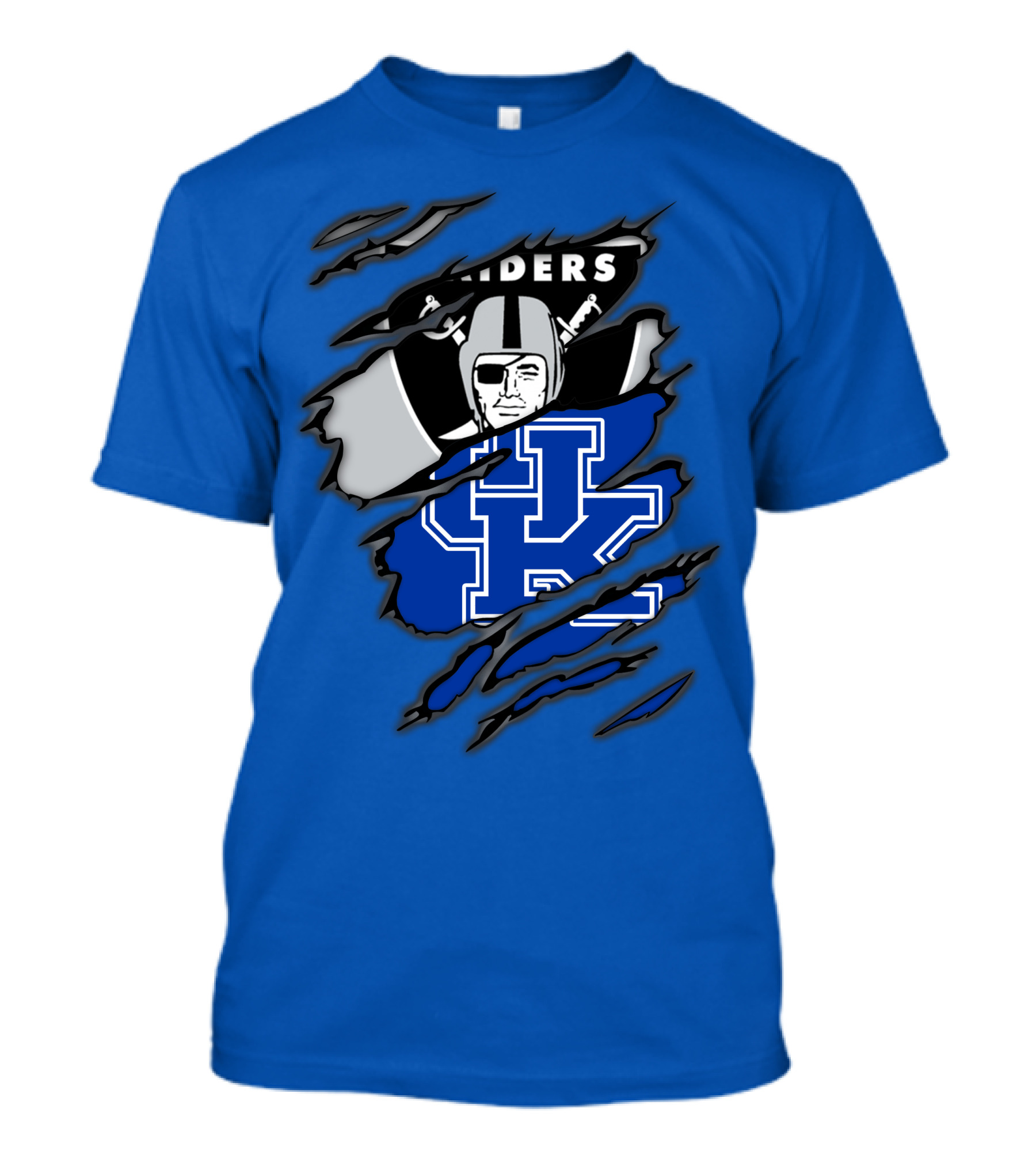 Raiders Kentucky Interlocking Design With Raider And UK Symbols T-Shirt