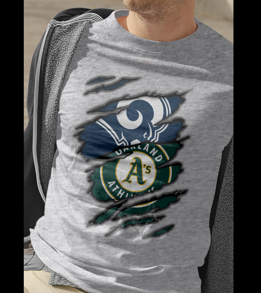 Rams Oakland Athletics Dual Fan Torn Layers T-Shirt