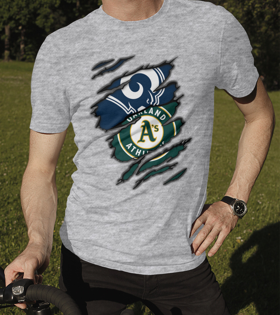 Rams Oakland Athletics Dual Fan Torn Layers T-Shirt