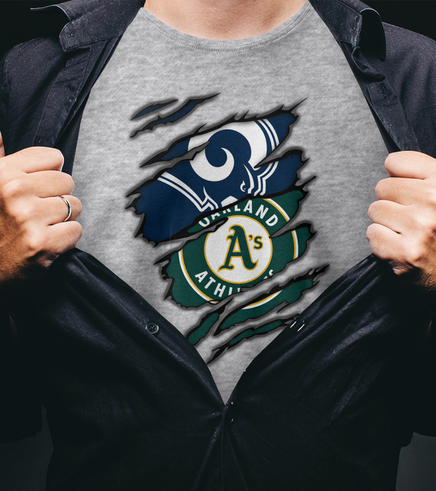 Rams Oakland Athletics Dual Fan Torn Layers T-Shirt
