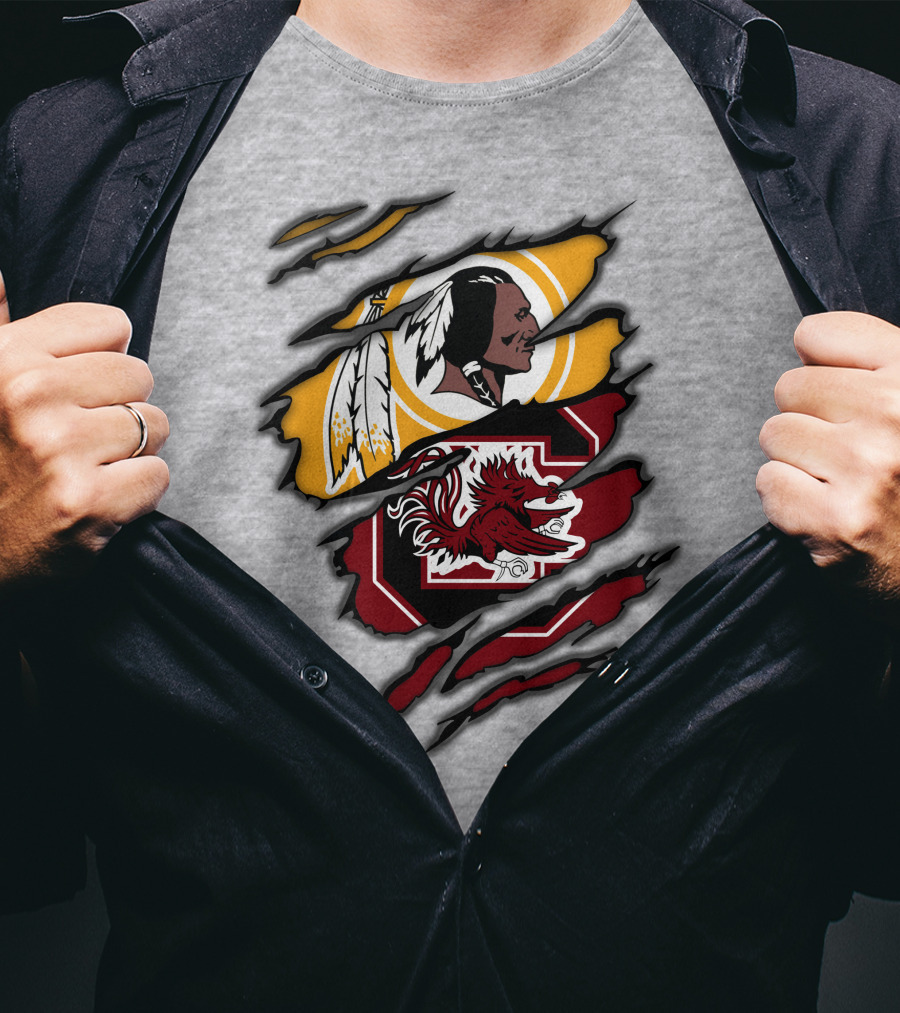 Redskins South Carolina Gamecocks Logo Mashup T-Shirt