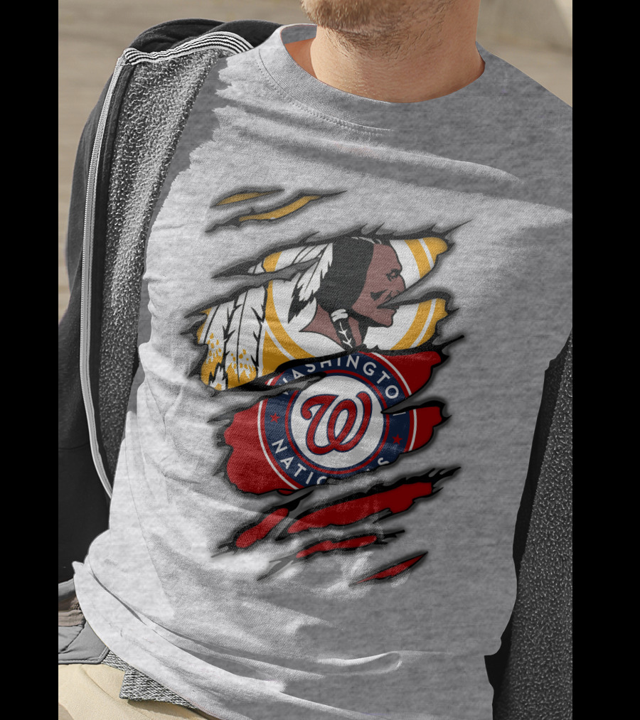 Washington Redskins And Washington Nationals Logo Mashup T-Shirt