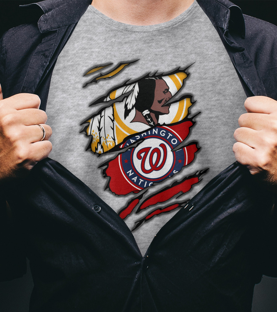Washington Redskins And Washington Nationals Logo Mashup T-Shirt