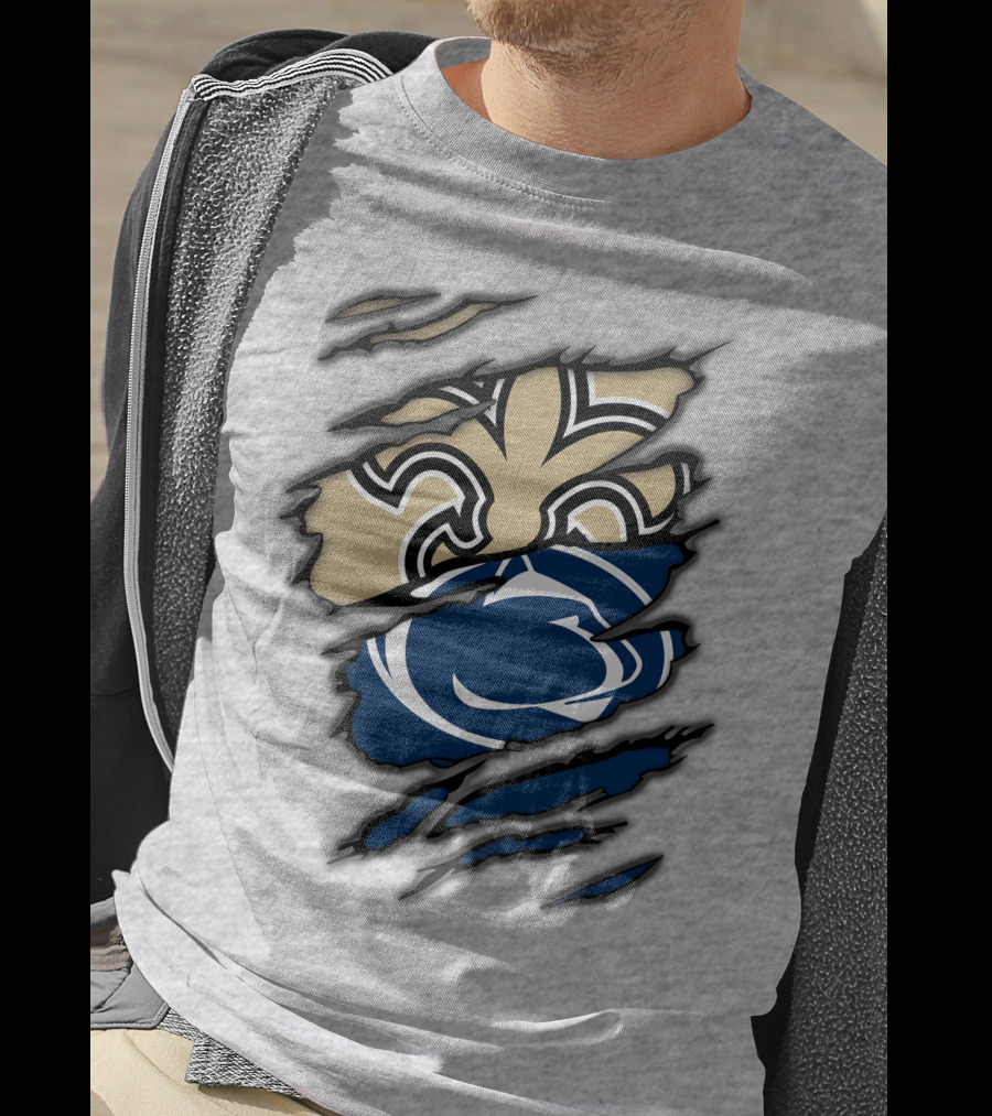 Saints Penn State Logo Combination Torn Effect T-Shirt