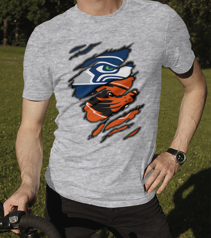 Seahawks Beavers Logo Slash Fusion T-Shirt