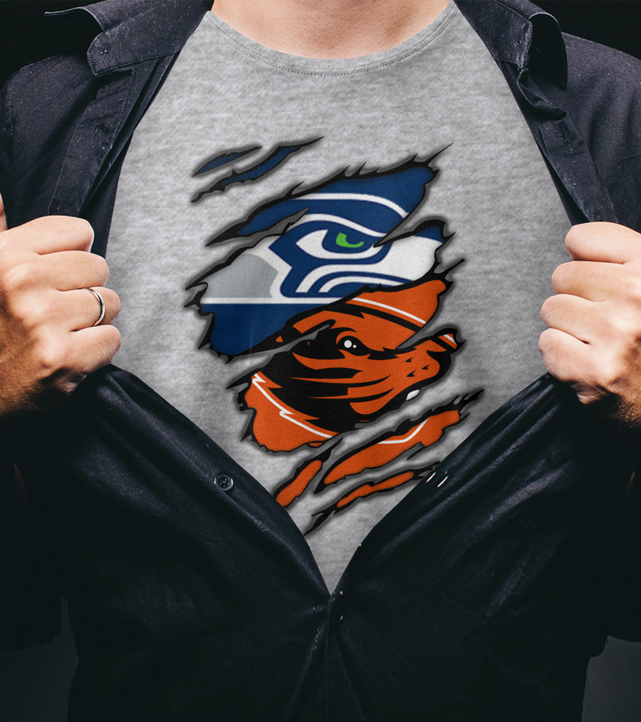 Seahawks Beavers Logo Slash Fusion T-Shirt