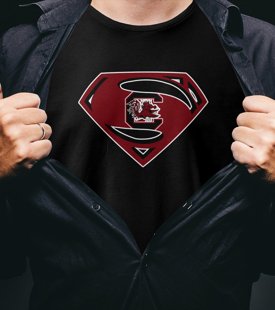 Superman Gamecocks Emblem With University Of South Carolina T-Shirt