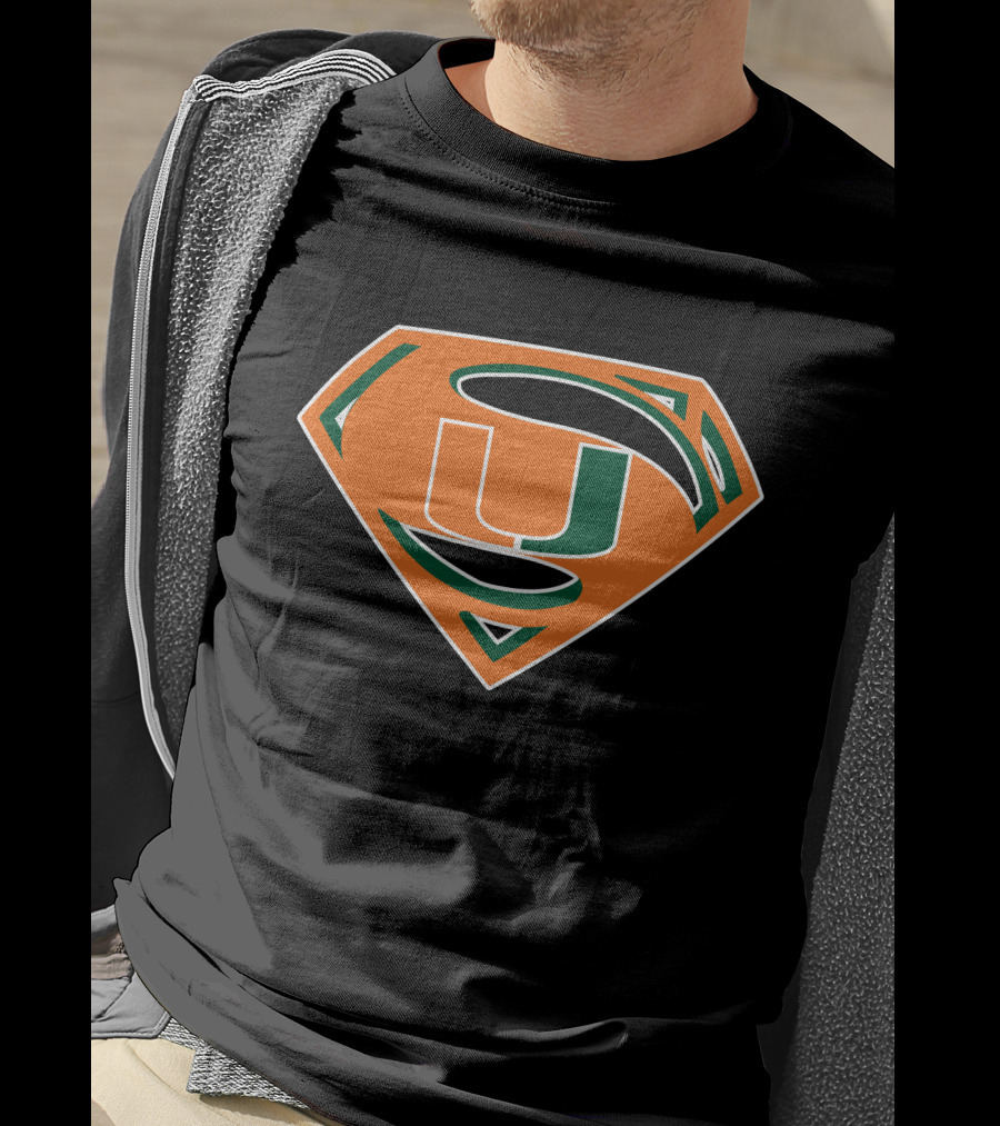 Superman Miami Hurricanes Logo Fusion T-Shirt