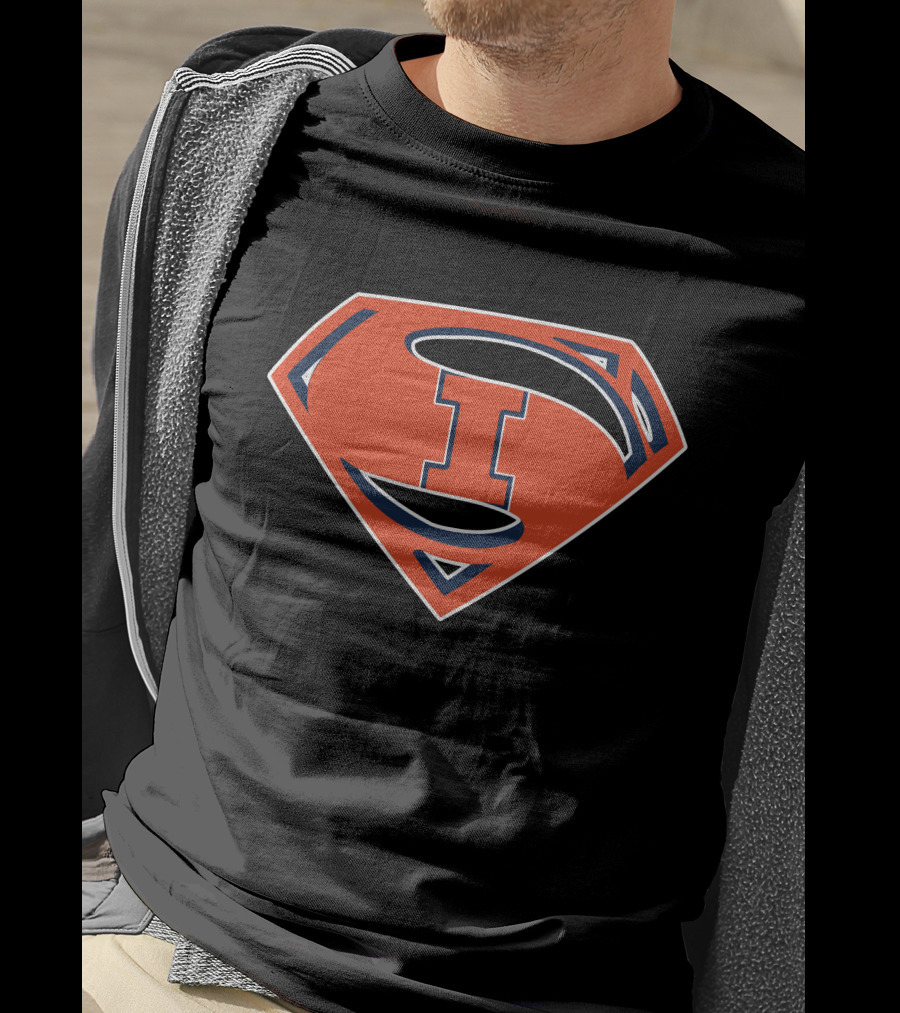 Superman Illinois Fighting Illini Logo Emblem T-Shirt