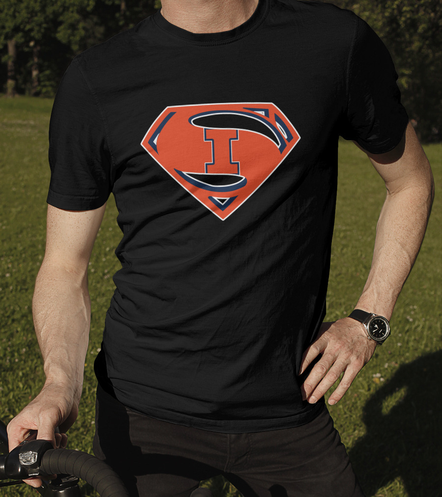 Superman Illinois Fighting Illini Logo Emblem T-Shirt