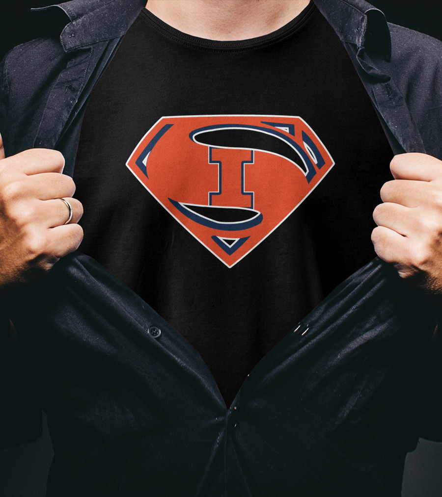 Superman Illinois Fighting Illini Logo Emblem T-Shirt