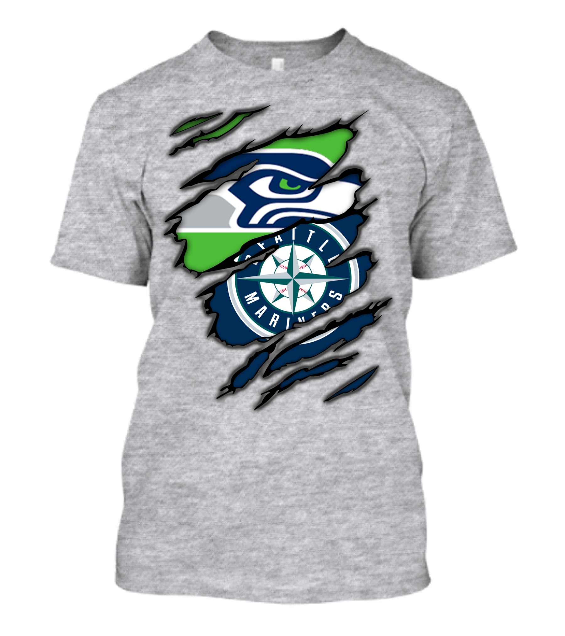 Seattle Seahawks Seattle Mariners Logo Fusion T-Shirt