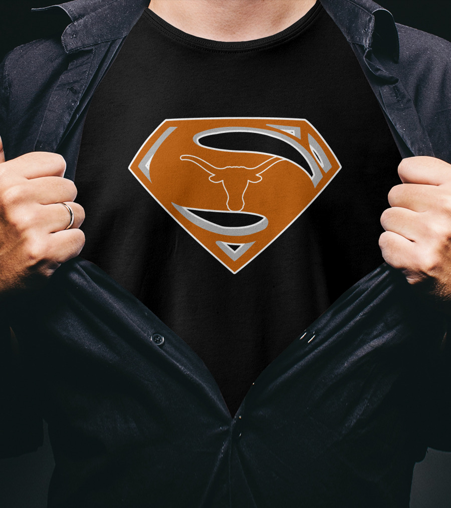 Superman Texas Longhorns Logo Fusion T-Shirt