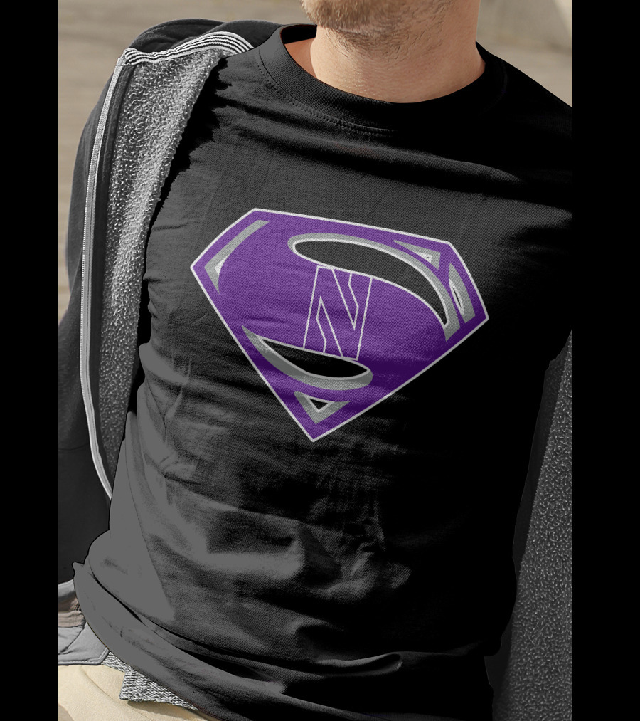 Superman NWildcats Purple Shield T-Shirt