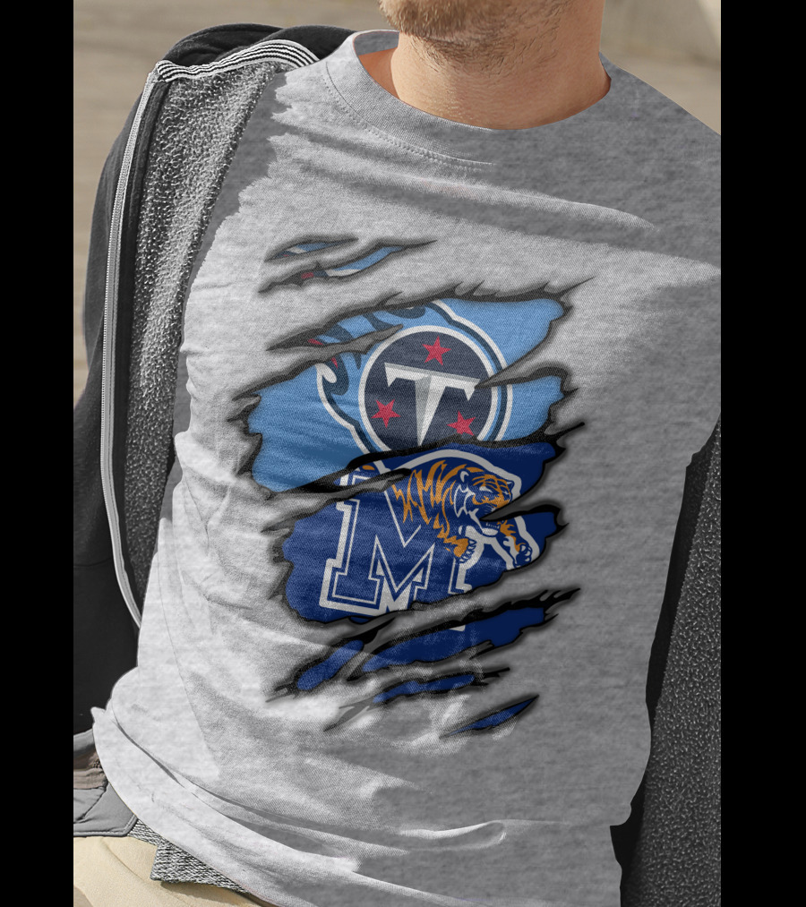 Tennessee Titans Memphis Tigers Claw Marks Logo Fusion T-Shirt