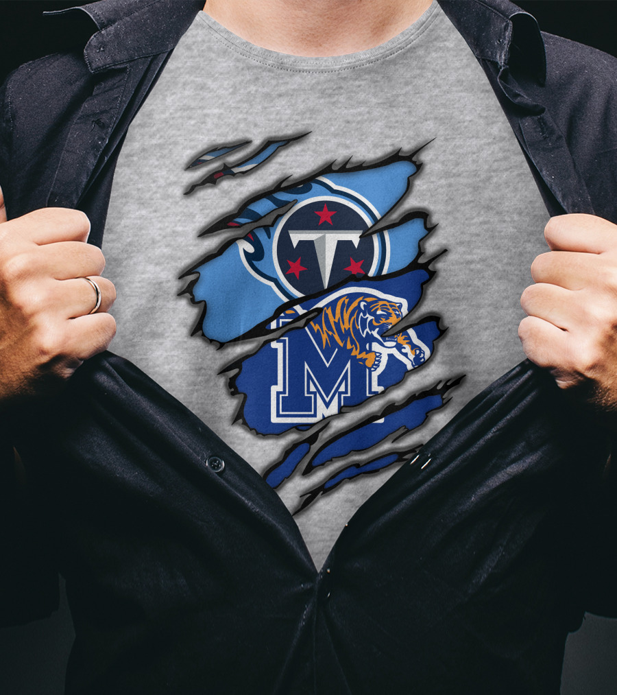 Tennessee Titans Memphis Tigers Claw Marks Logo Fusion T-Shirt