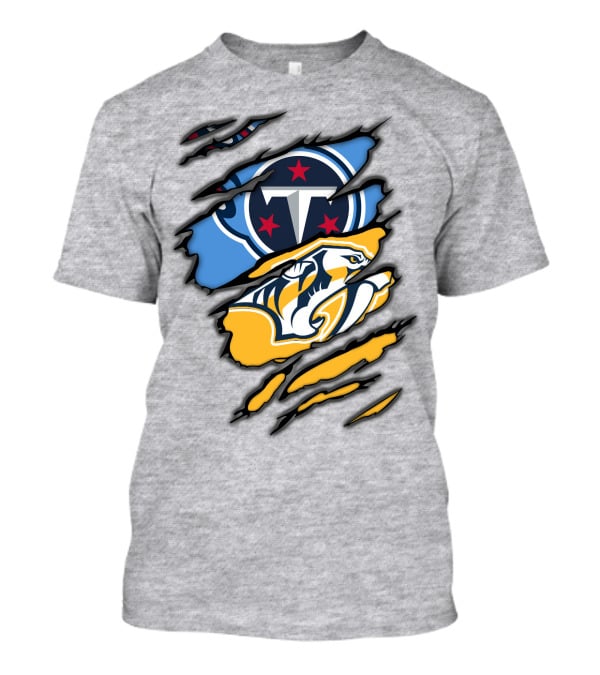 Tennessee Titans Nashville Predators Claw Logo Mashup T-Shirt
