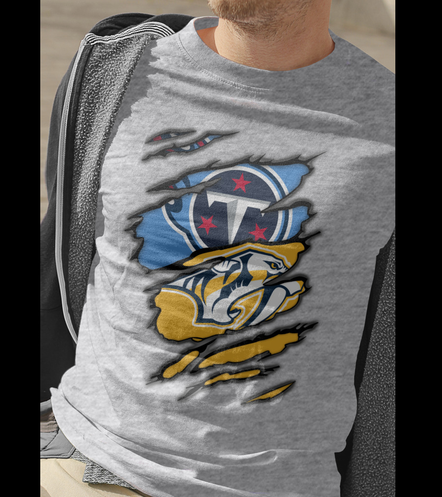 Tennessee Titans Nashville Predators Claw Logo Mashup T-Shirt