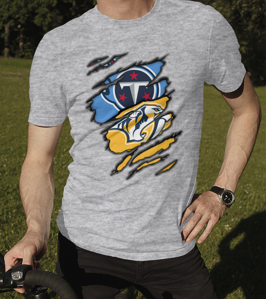Tennessee Titans Nashville Predators Claw Logo Mashup T-Shirt