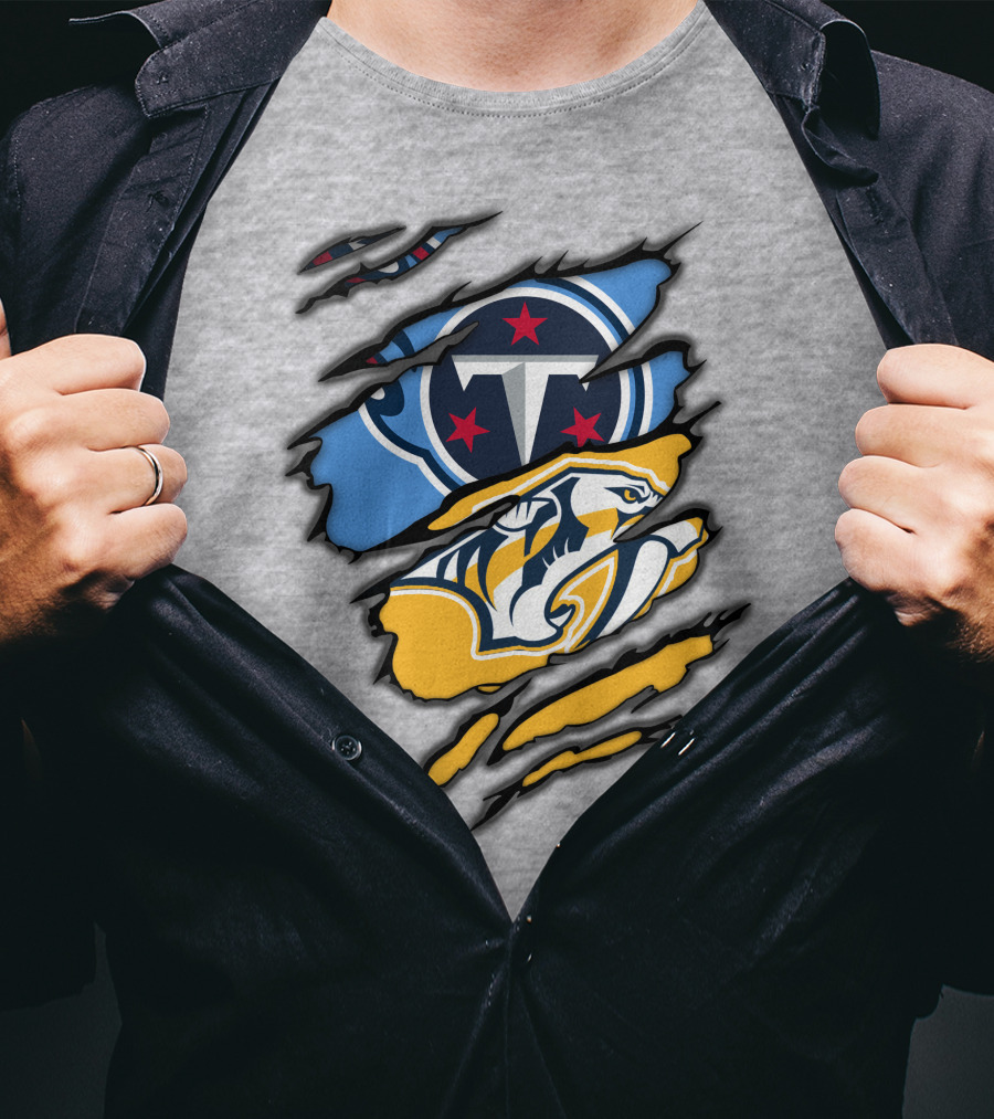Tennessee Titans Nashville Predators Claw Logo Mashup T-Shirt
