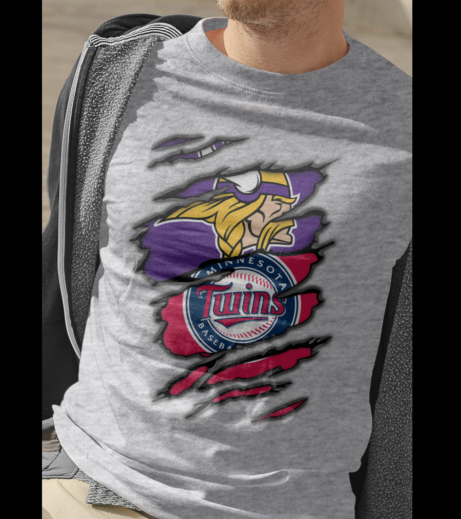 Minnesota Vikings And Twins Baseball Fusion T-Shirt