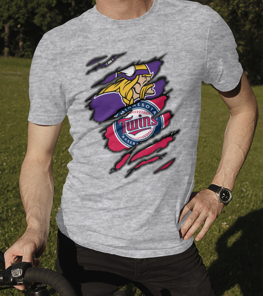 Minnesota Vikings And Twins Baseball Fusion T-Shirt
