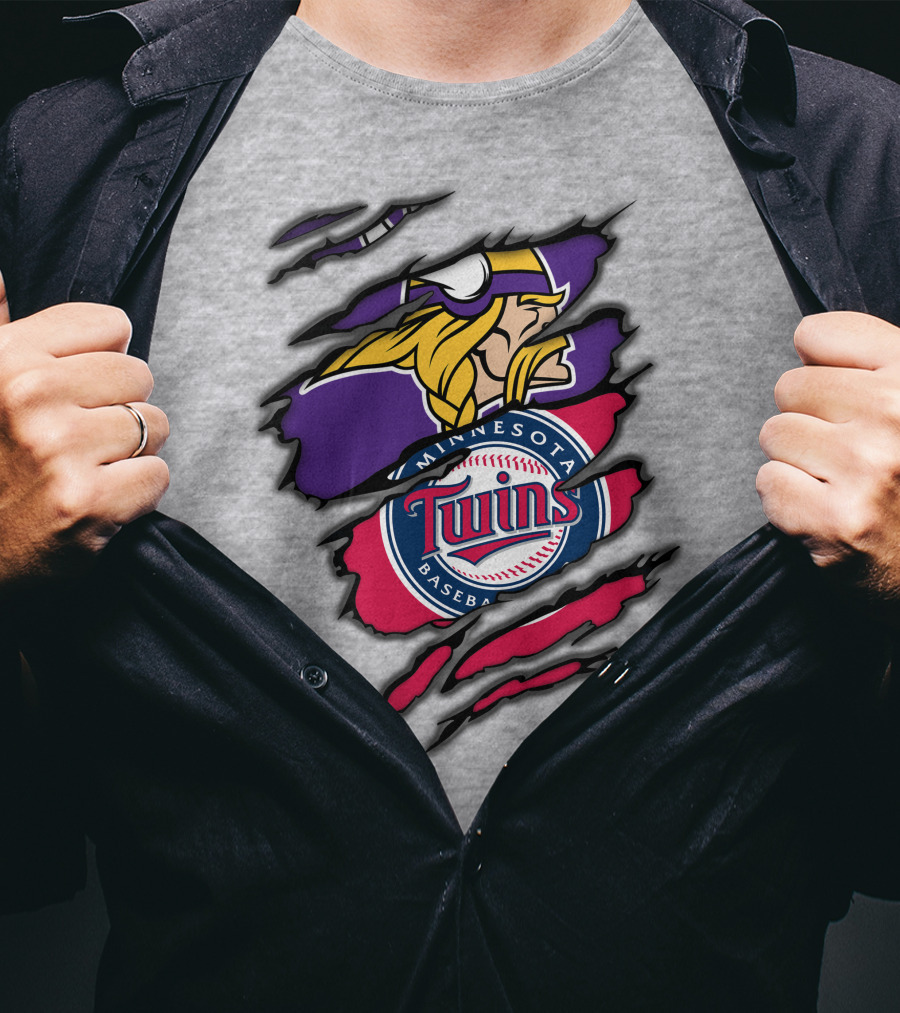 Minnesota Vikings And Twins Baseball Fusion T-Shirt