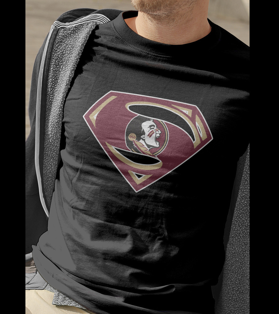 Superman Seminoles Logo With Florida State Seminole Head T-Shirt