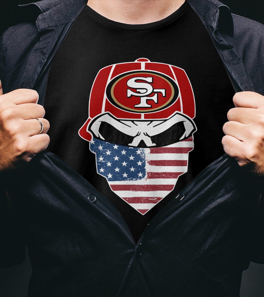 49ers Skull Sf American Flag Bandana T-Shirt