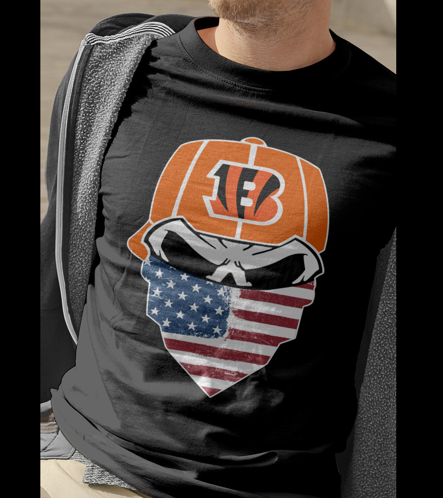 Bengals Skull American Flag Bandana T-Shirt