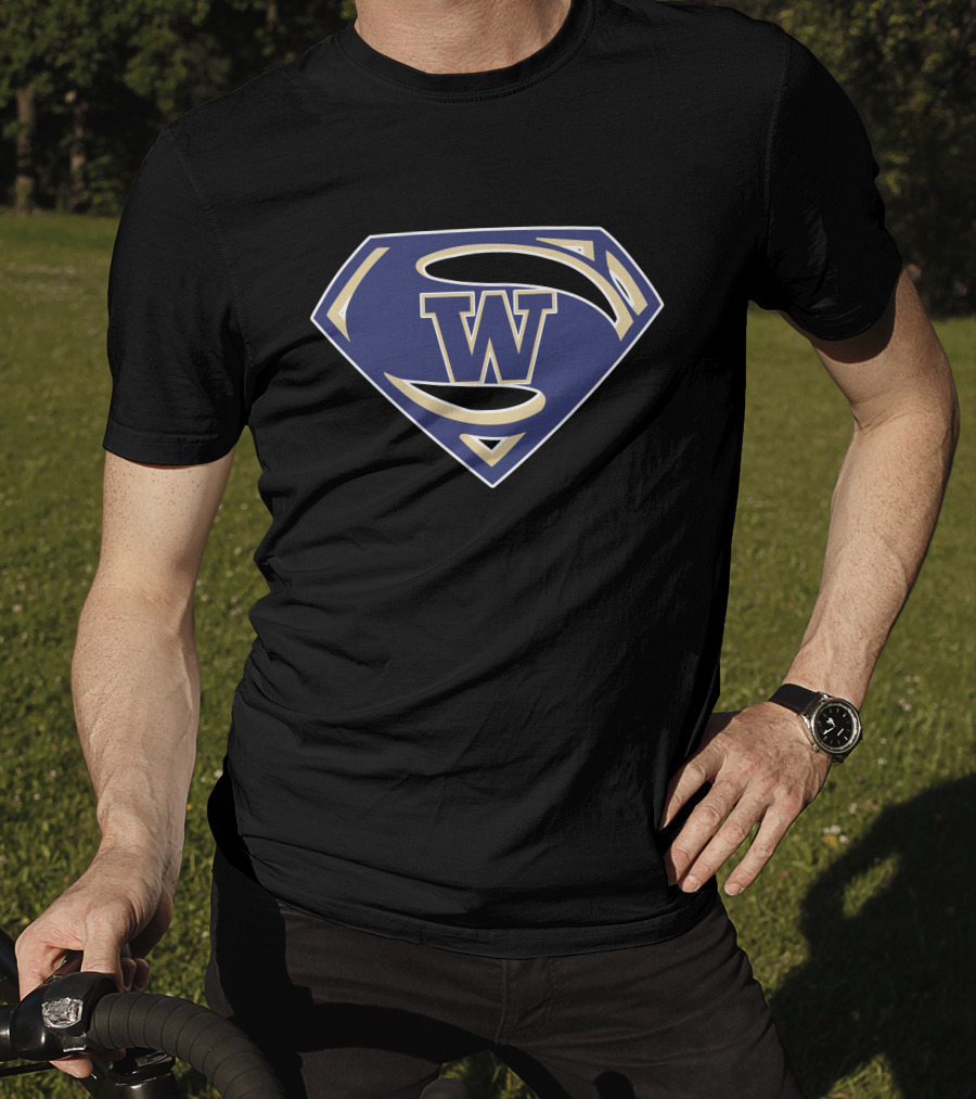 Superman W Huskies Logo With Iconic Shield T-Shirt