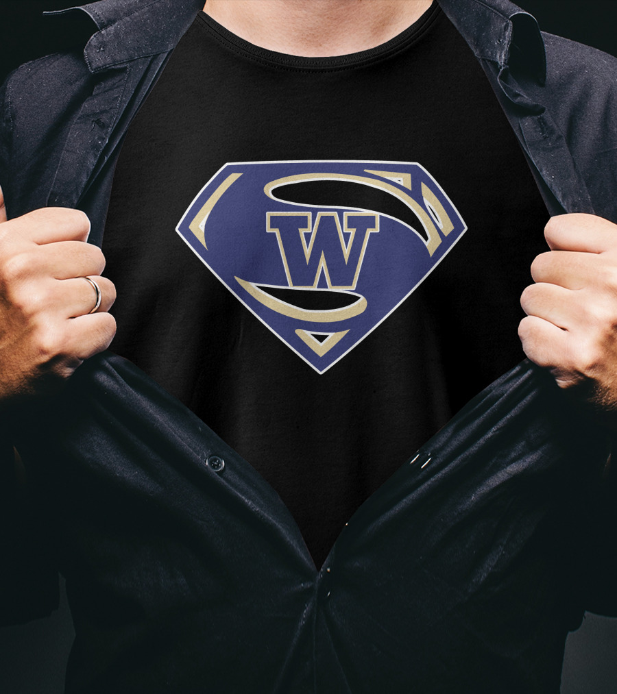 Superman W Huskies Logo With Iconic Shield T-Shirt