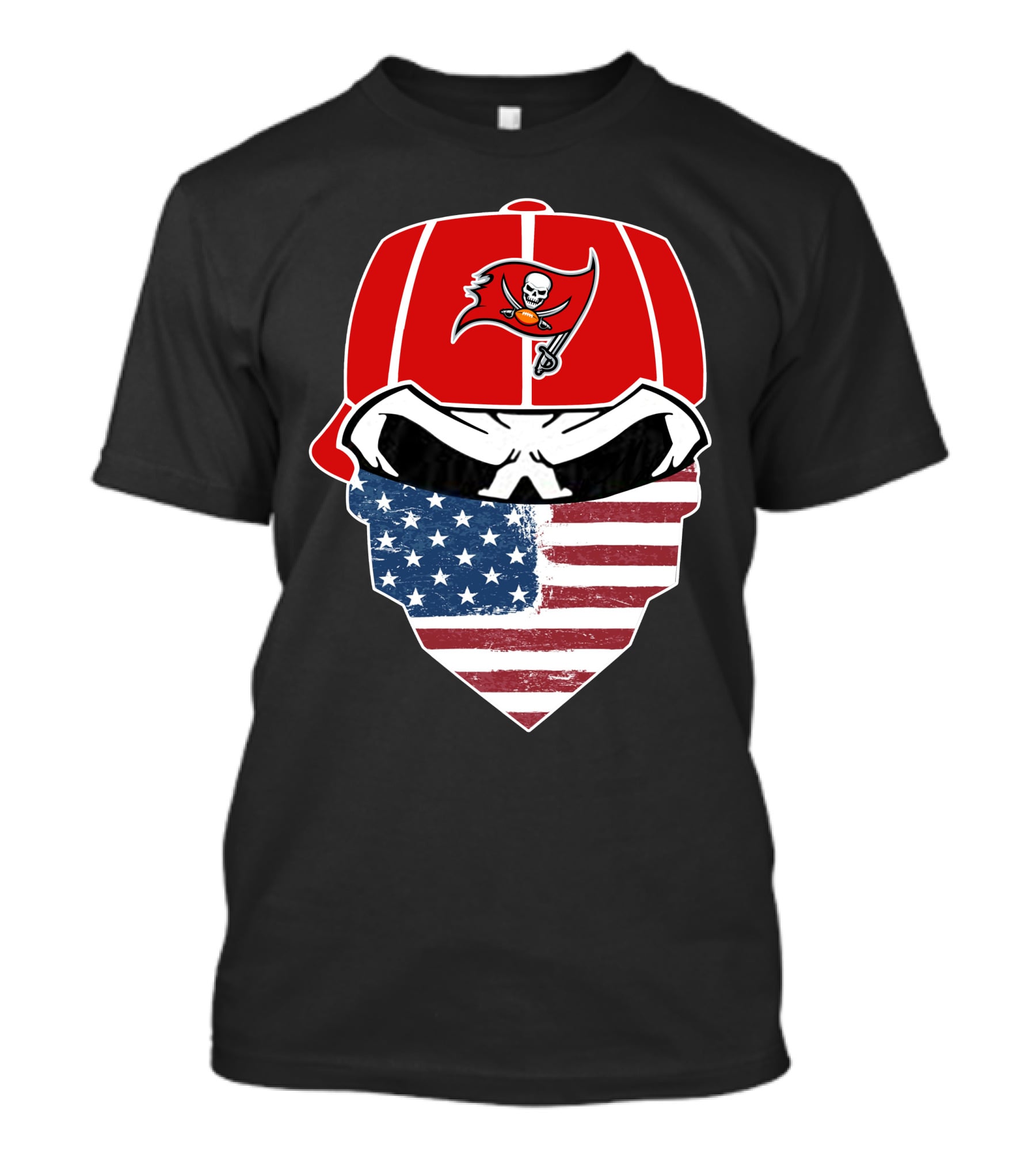 Buccaneers Skull Bandana American Flag Mask T-Shirt