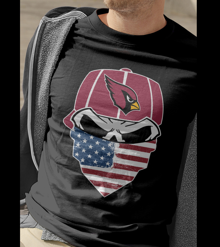 Cardinals Skull American Flag Bandana T-Shirt