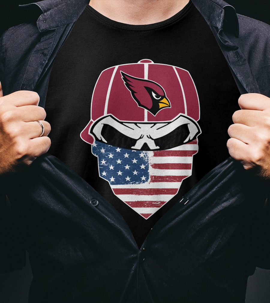 Cardinals Skull American Flag Bandana T-Shirt