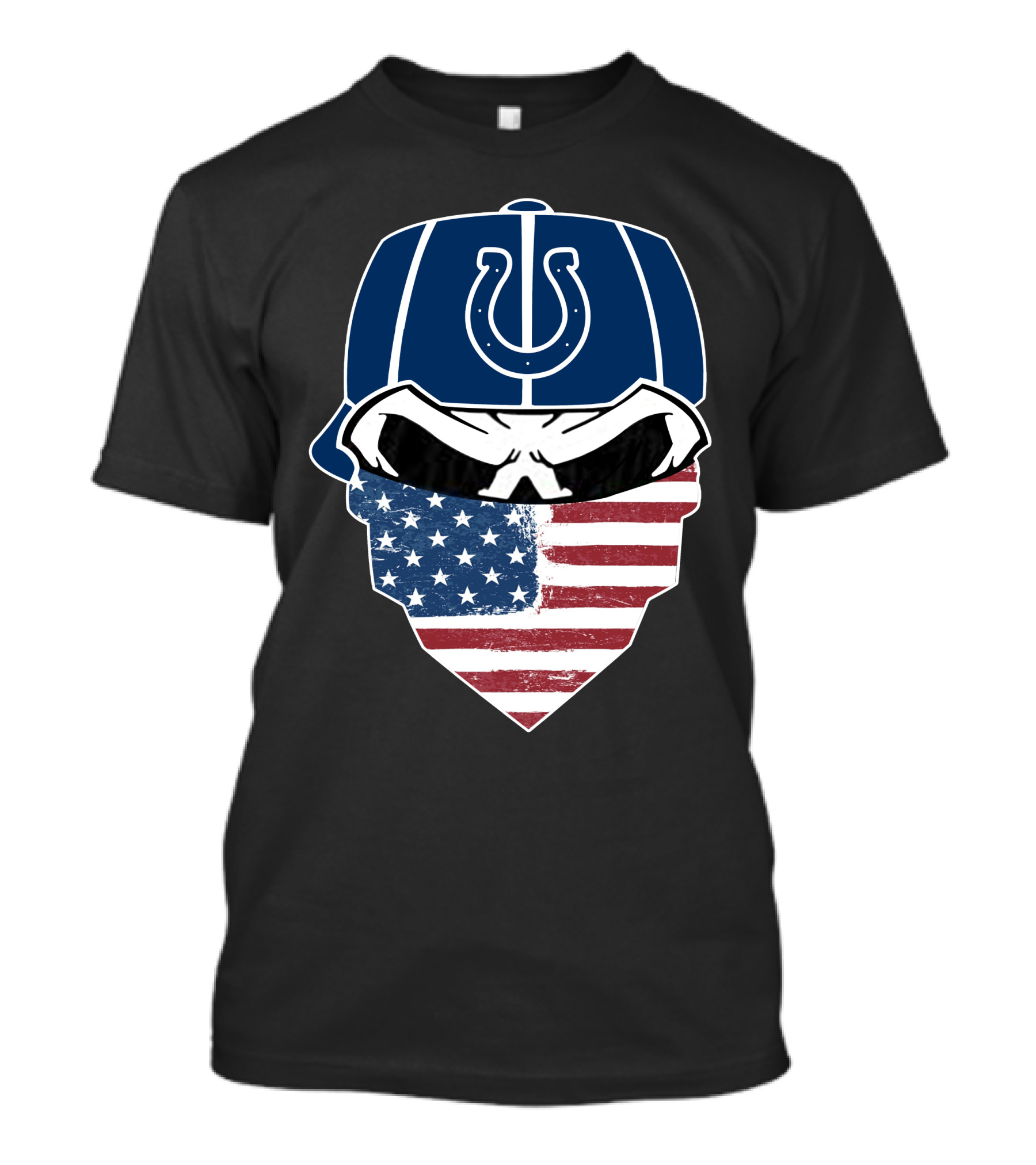 Indianapolis Colts Skull American Flag Bandana T-Shirt