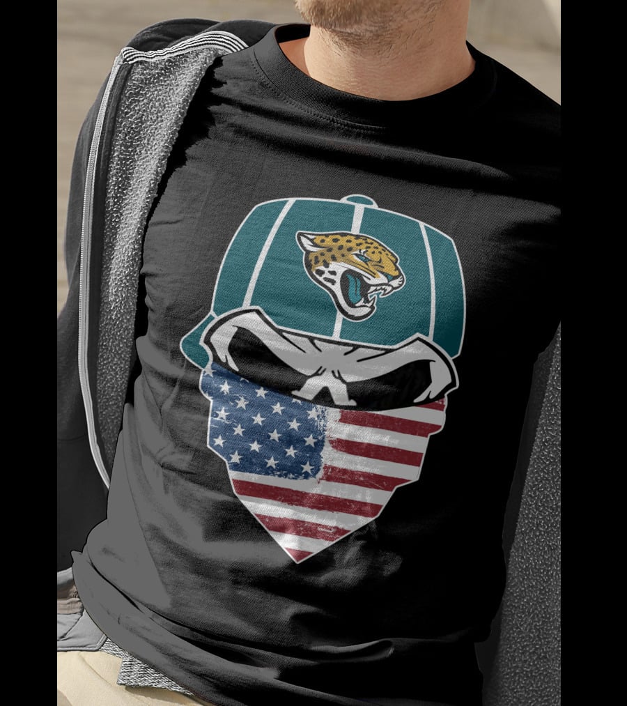 Jaguars Skull American Flag Bandana T-Shirt