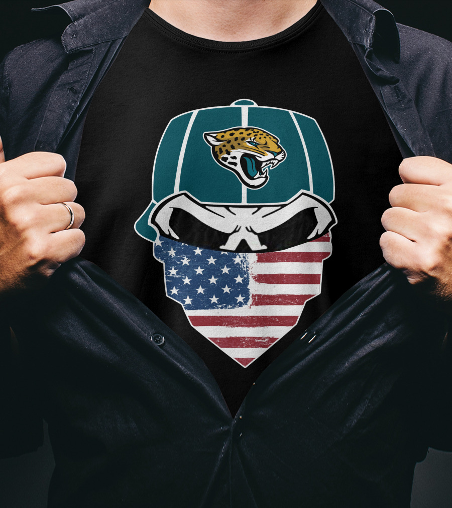 Jaguars Skull American Flag Bandana T-Shirt