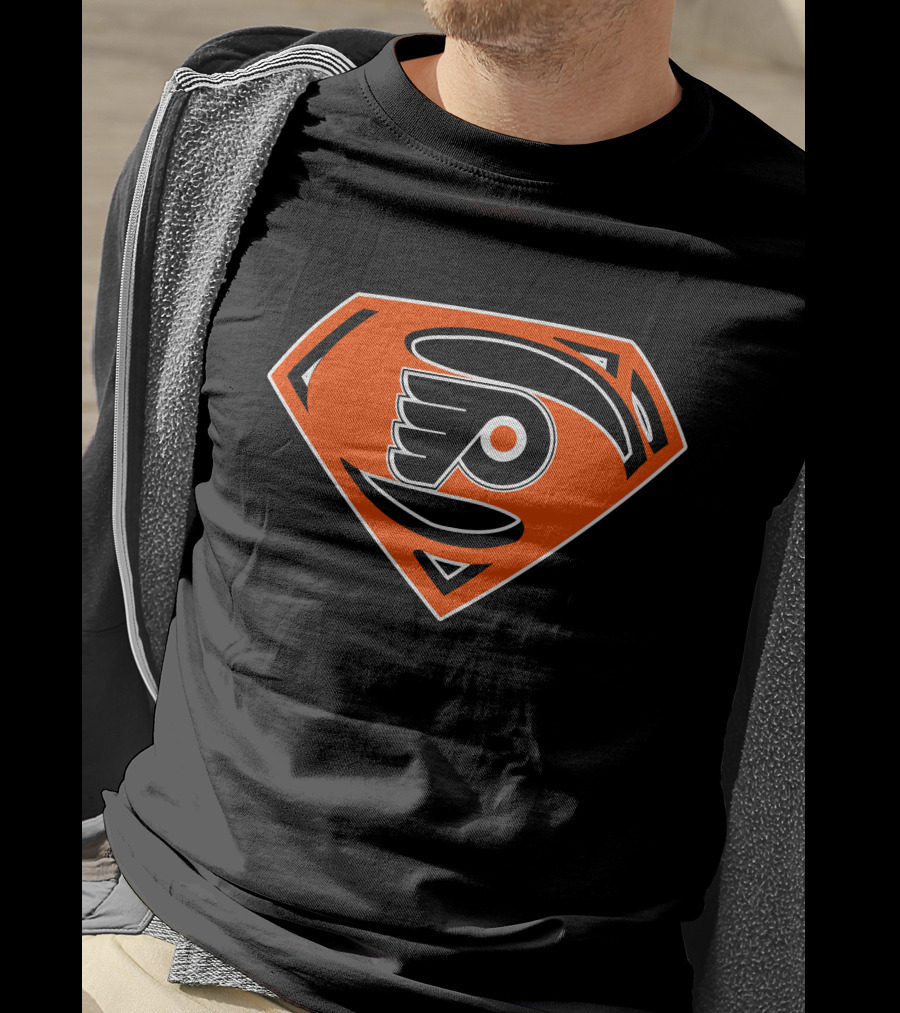 Superman Flyers Philadelphia Hockey Logo Fusion T-Shirt