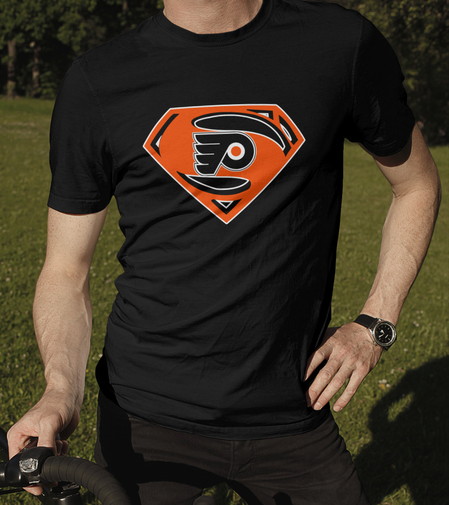 Superman Flyers Philadelphia Hockey Logo Fusion T-Shirt