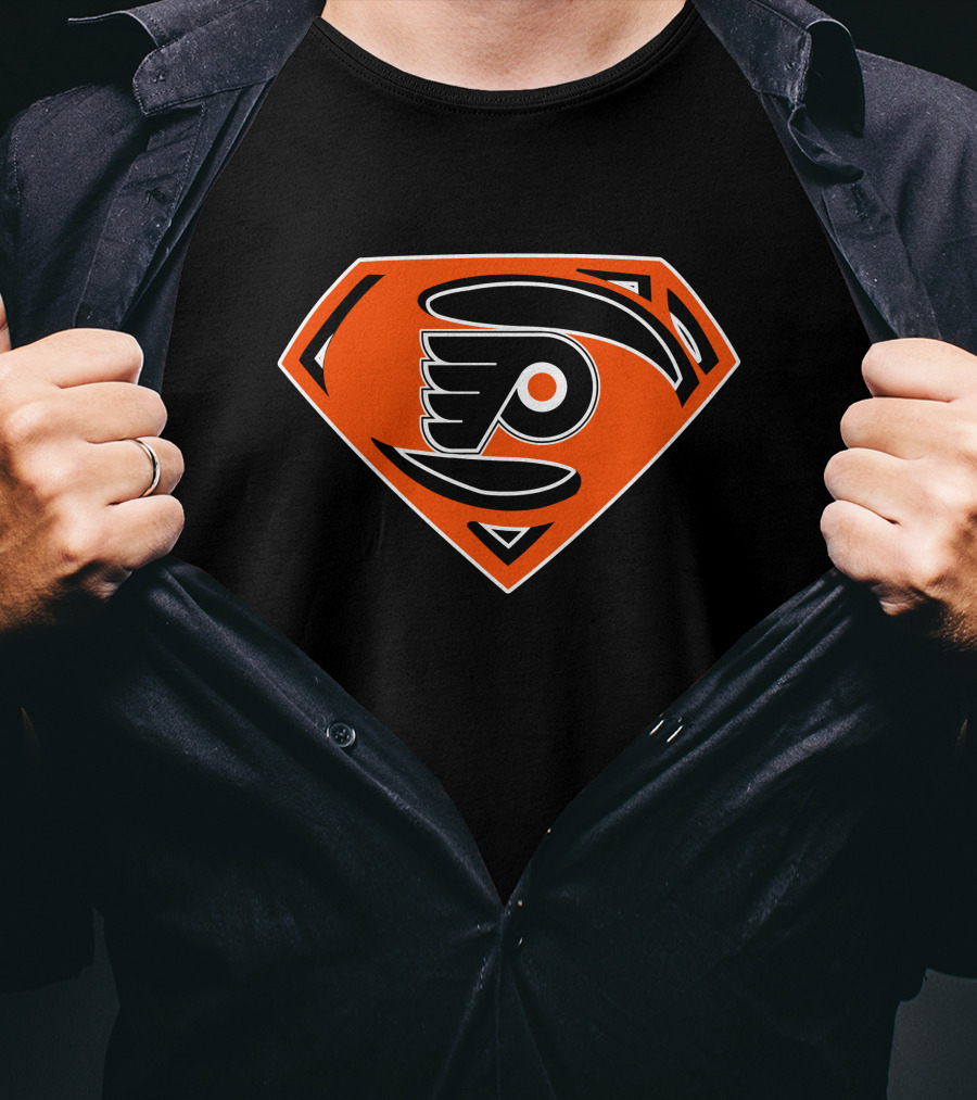 Superman Flyers Philadelphia Hockey Logo Fusion T-Shirt