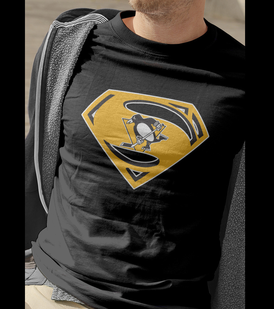 Superman Pittsburgh Penguins Hockey Logo Fusion T-Shirt